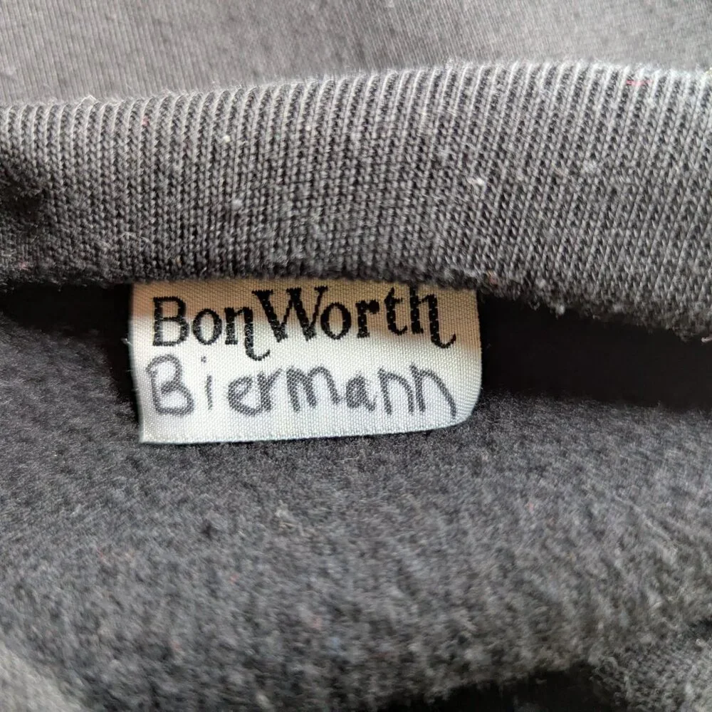 BonWorth Black Button Front Cardigan Leaf Squirrel & Fall Designs Size Large Pet